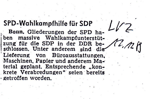 SPD-Wahlkampfhilfe für SDP